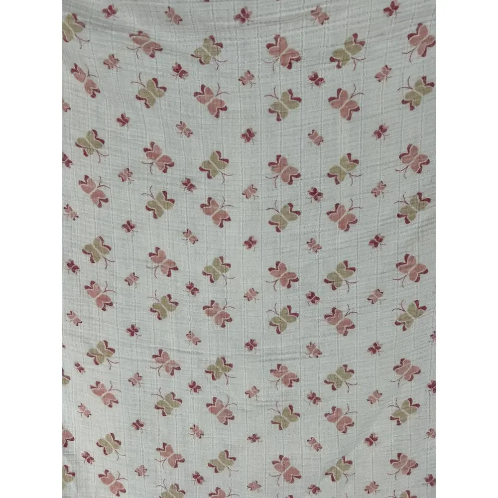 2 Aden & Anais Pink Tan Beige Butterfly Muslin Swaddle Baby Blanket Cotton